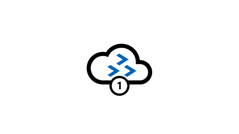 Icon of a cloud with arrows for motion with the number 1