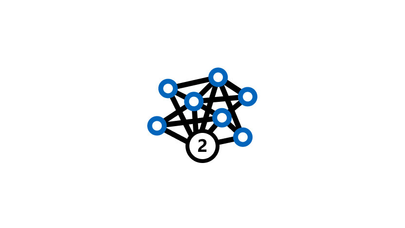 Icon of a several dots interconnected by lines with the number 2