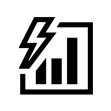 A bar chart icon with a lightning bolt over it.