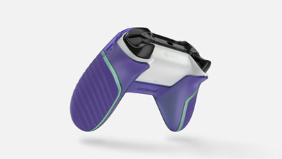 An Xbox controller featuring glow-in-the-dark grip edges.