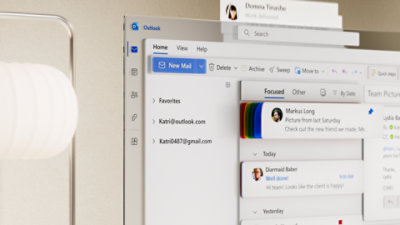 A computer screen showing Outlook mail inbox