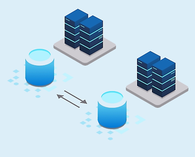 Isometrische Abbildung eines Servers und einer Datenbank.