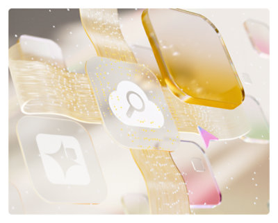 A blue cloud with a magnifying glass on it.