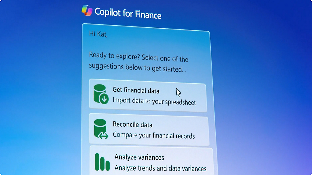 צילום מסך של Copilot for Finance