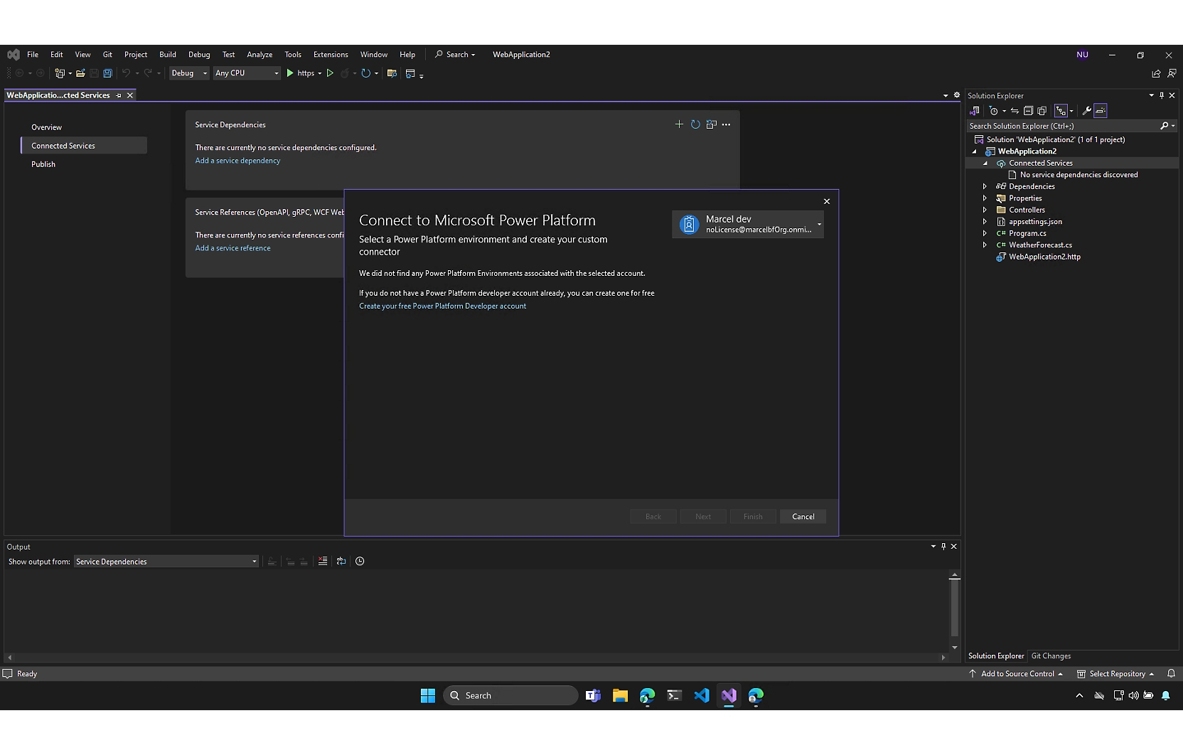 Captura de pantalla del editor de Visual Studio de Adobe.