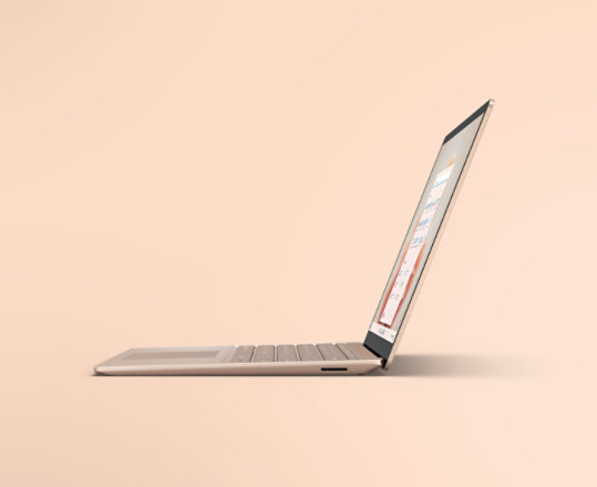 A Surface Laptop 5 in Sandstone.