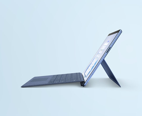 A Surface Pro 9 in Sapphire.
