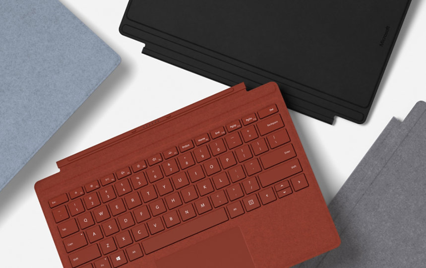 Surface Pro Signature Type Cover in verschiedenen Farben.