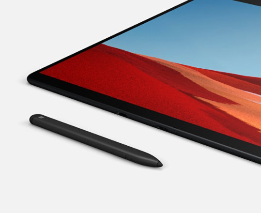 Close-up of Surface Slim Pen and tablet.