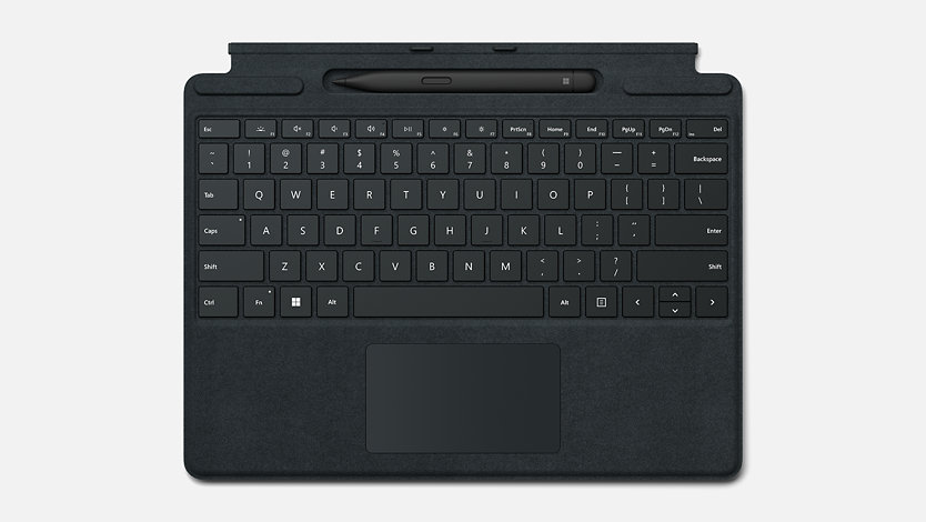 A Surface Pro Signature Keyboard for Business from above.