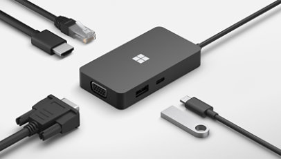 Surface USB-C Travel Hub for Business with multiple connectors.