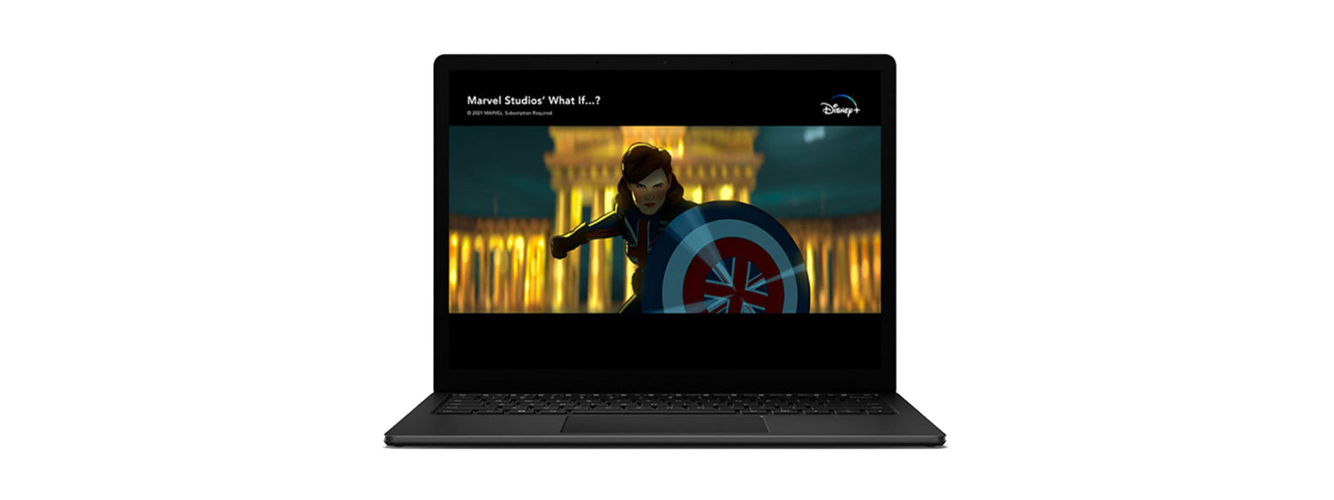 ディズニープラスの 『Marvel』のキャプテン・カーターを表示している Surface Laptop 4。