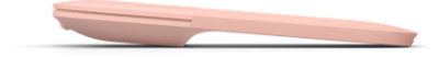 Side view of soft pink Microsoft Arc Mouse laying flat