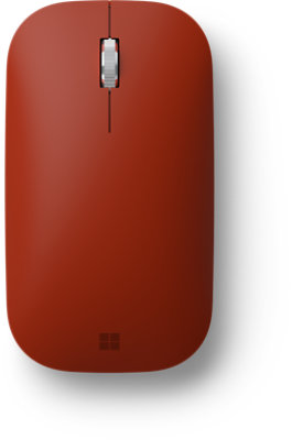 Surface Mobile Mouse i vallmoröd sedd uppifrån.