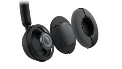 Exploded view of an earcup of the Microsoft Modern USB Headset, showing the earcup's internal components.