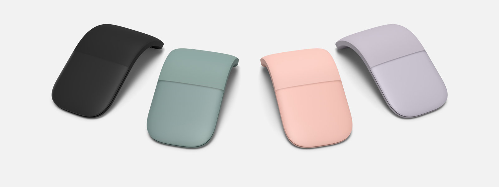 Microsoft Arc Mouse in various colors.