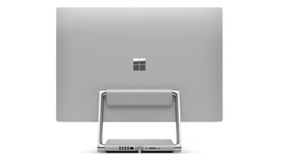 Back of Surface Studio 2 in desktopo mode showing various ports.