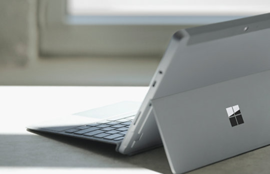 Back view of Surface Go 3 featuring the screen stand.