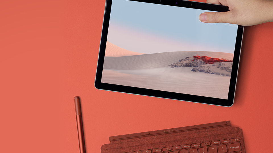 Surface Go 2 for Business with a matching Type Cover and Surface Pen.