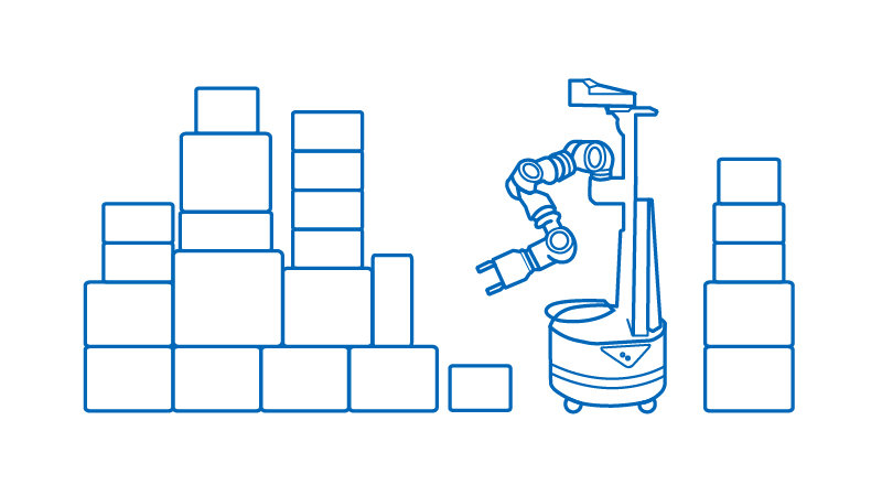 Robotics with boxes illustration