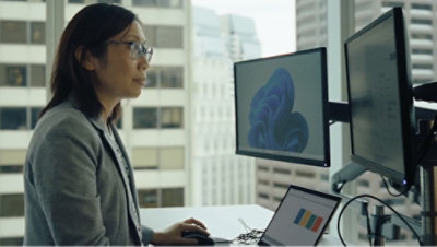 Person on computer in office