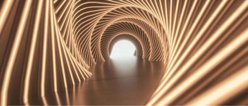 An image of a tunnel with a light shining through it.