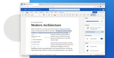 Citazioni nel testo che vengono aggiunte in un documento Word con Editor Microsoft per una presentazione.