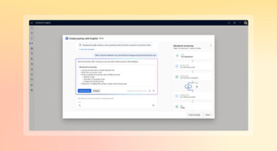 A dialog box showing example to create journey with copilot