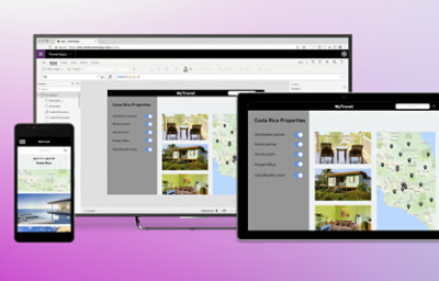 Multiple windows showing power apps and various templates