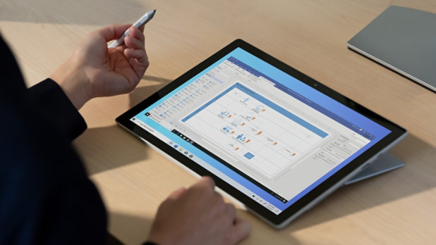 Laptop displaying Microsoft Visio.