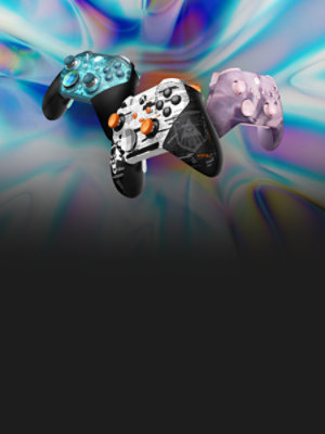 Colorful Xbox Wireless Controllers created in the Xbox Design Lab. 