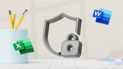 Image with lock , Microsoft excel and Microsoft word icons