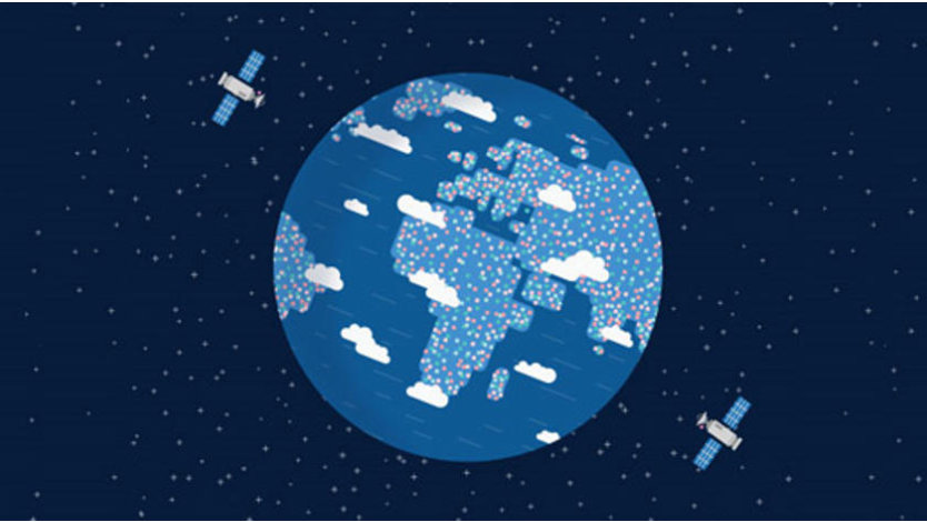 Uma ilustração de dois satélites circulando a Terra