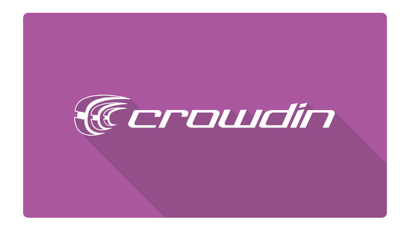 Crowdin-logoen med ordet Crowdin påskrevet.