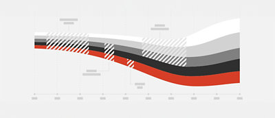 A colorful wave graphic on a white background.