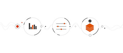 A white circle with black lines and red dots on a gray background.