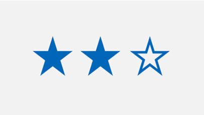 Blått ikon: tre stjerner, to av dem utfylte og ett omrisset