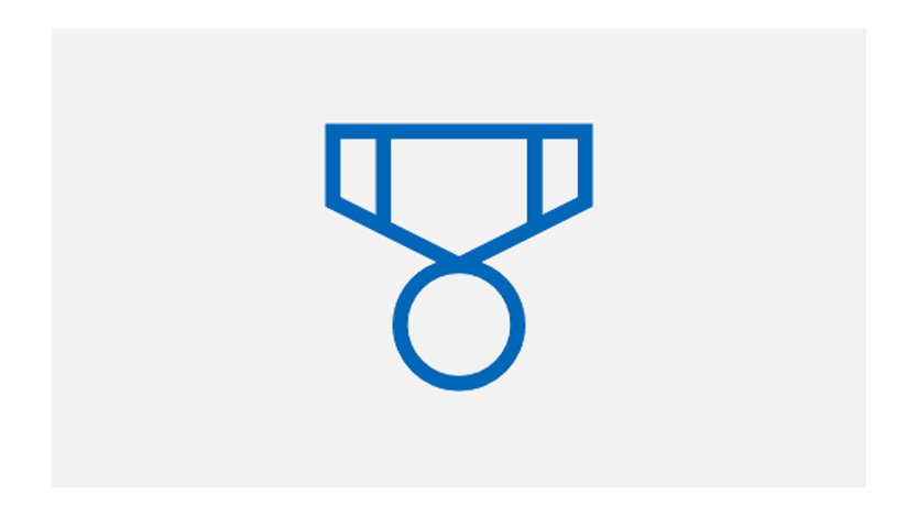 Blue icon of a ribbon with a medal.