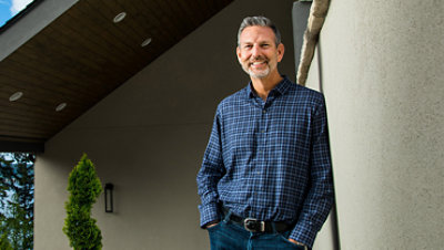 Photo of Chuck Edward, corporate vice president of Human Resources at Microsoft outside of his home