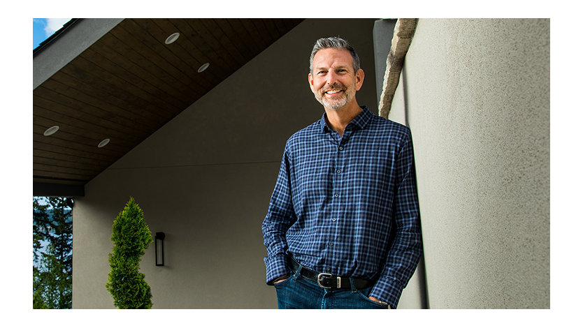 Photo of Chuck Edward, corporate vice president of Human Resources at Microsoft outside of his home