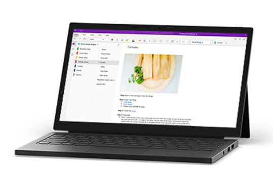 Laptop with OneNote displayed on screen