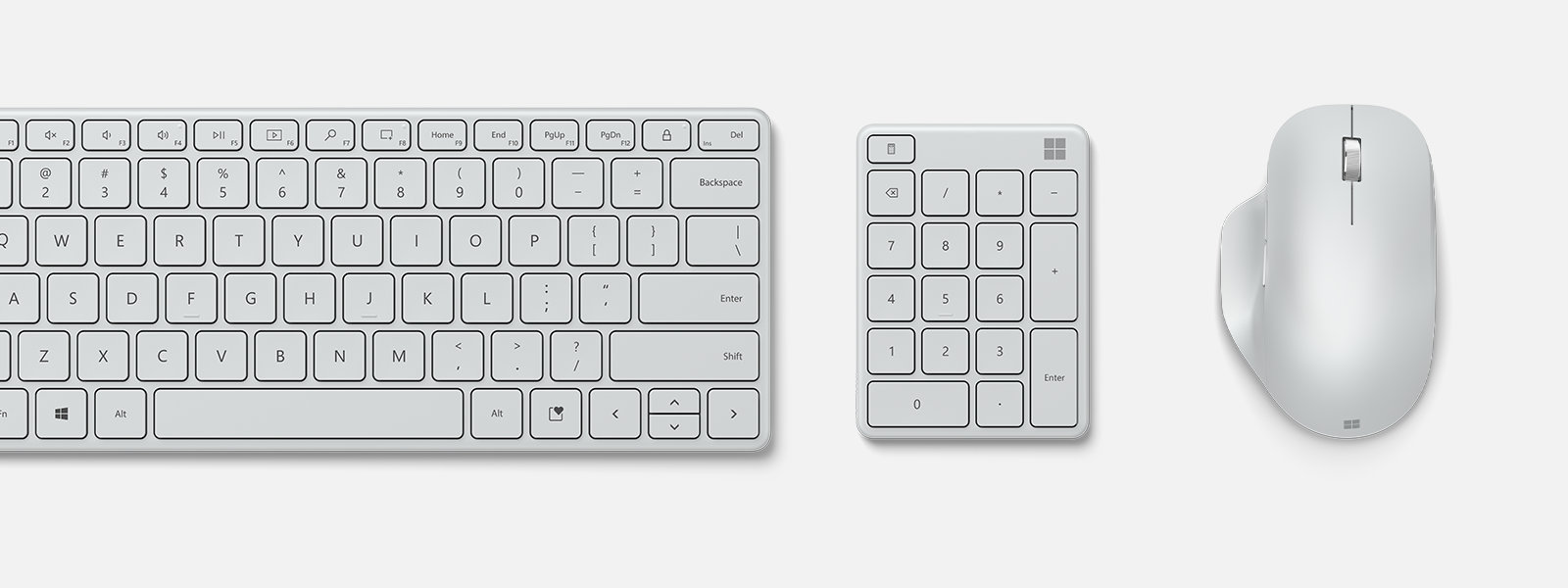 Microsoft Number Pad sits between a mouse and compact keyboard