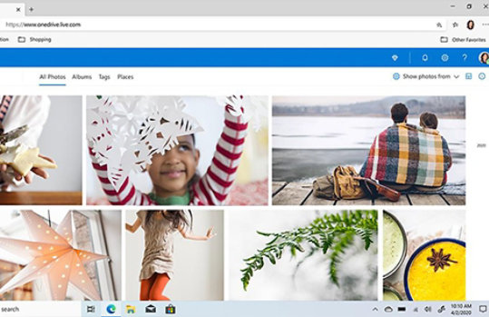 Microsoft Edge browser window showing photos in a OneDrive folder