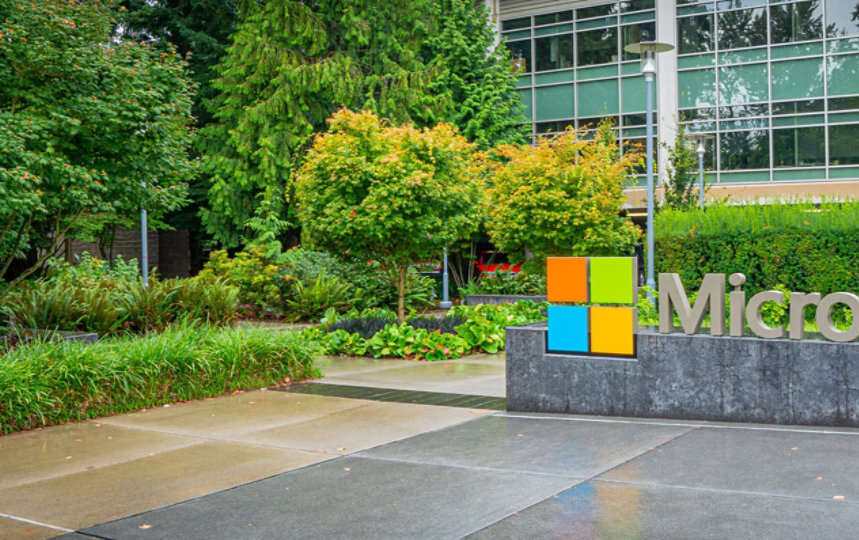Outside view of Microsoft campus.