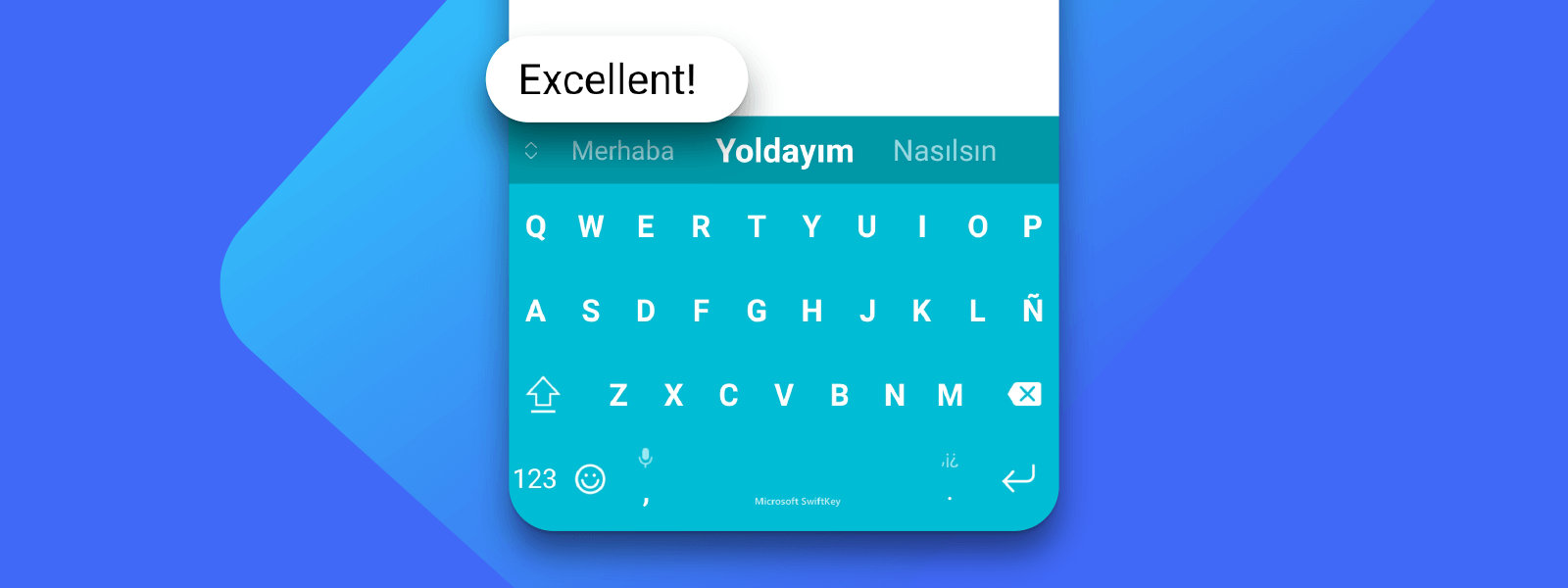 Çeşitli dillerde yazmak için SwiftKey kullanan Android