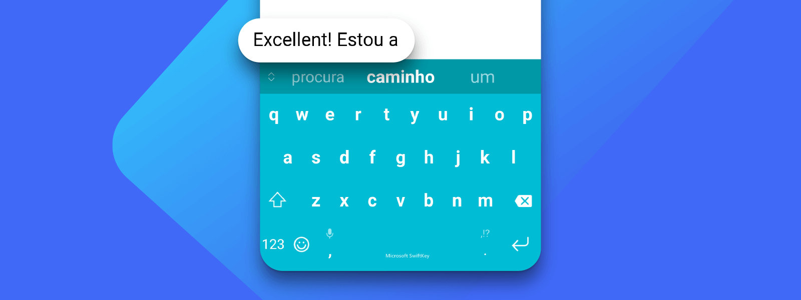 Dispositivo Android com SwiftKey para digitar em vários idiomas