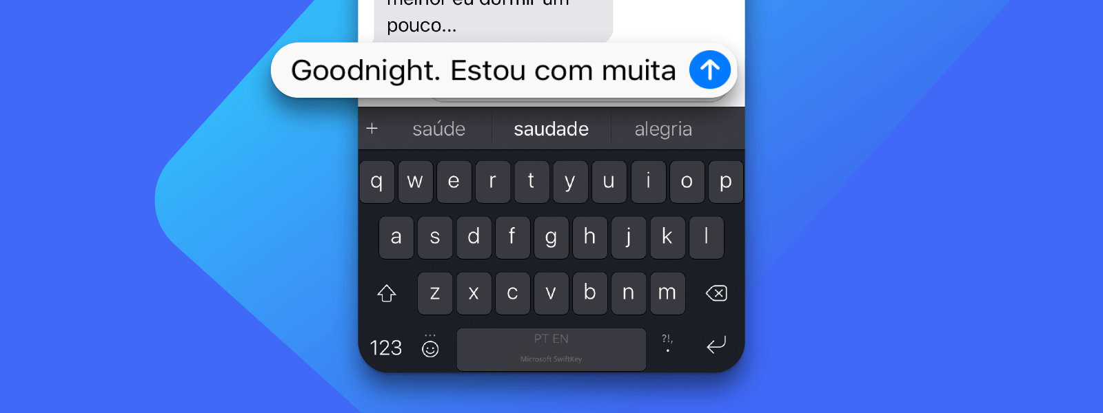 iPhone com SwiftKey para digitar em vários idiomas