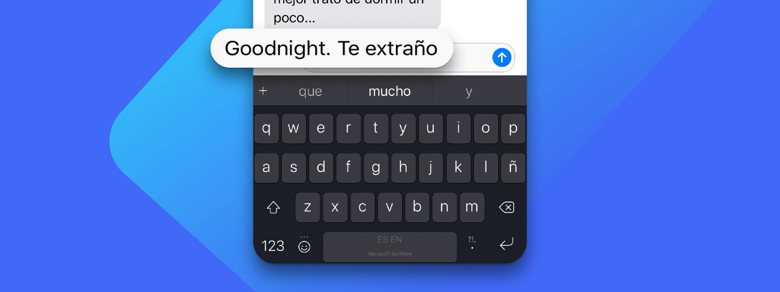 iPhone que utiliza SwiftKey para escribir en varios idiomas
