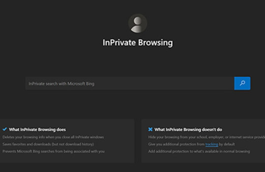 InPrivate browsing window in Microsoft Edge