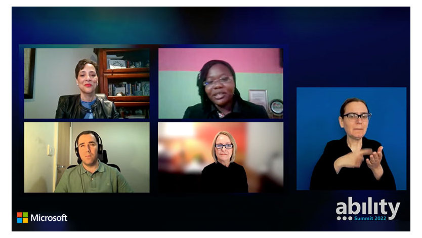 Panel of five participants in a video conference